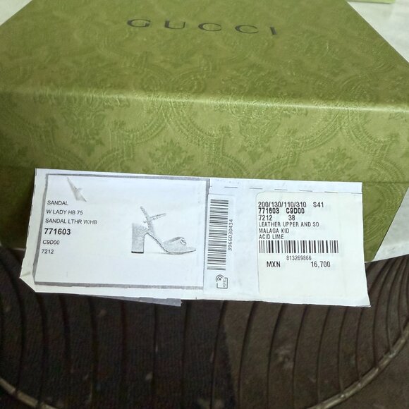 Gucci 771603 Horsebit Mid Heel Sandals, Slip-on In Yellow Size 37, 37.5, 38 - Picture 9 of 14